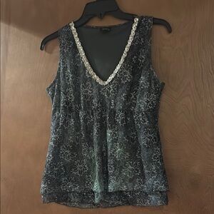 Vanity Gray Fitted Embellished Tank Top